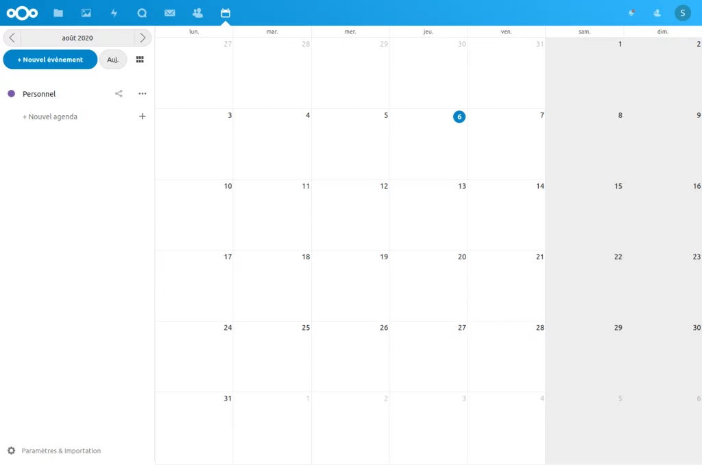 Vue calendrier