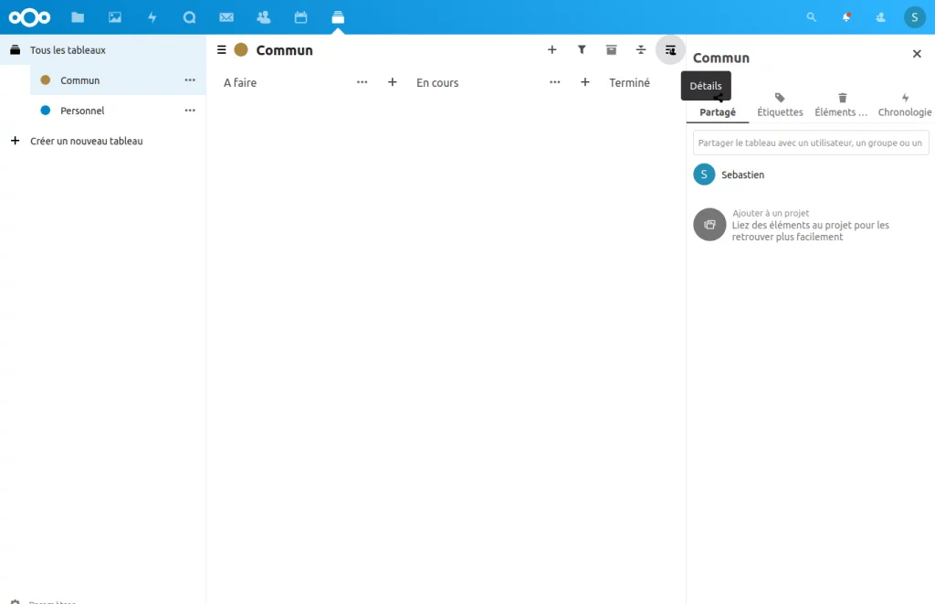 Partage d'un tableau Kanban