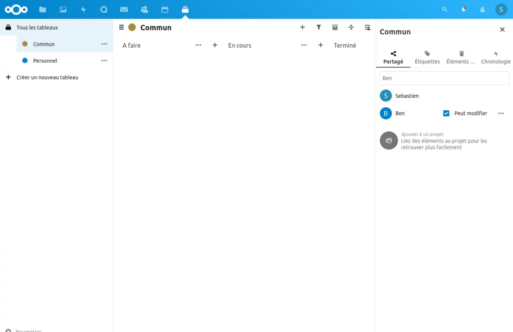 Tableau Kanban partagé