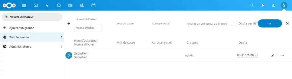 Nouvel utilisateur ajouté